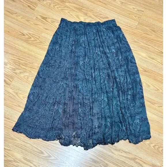Sz 3 - Chico's lace print maxi skirt - black- XL 16 - Picture 1 of 3